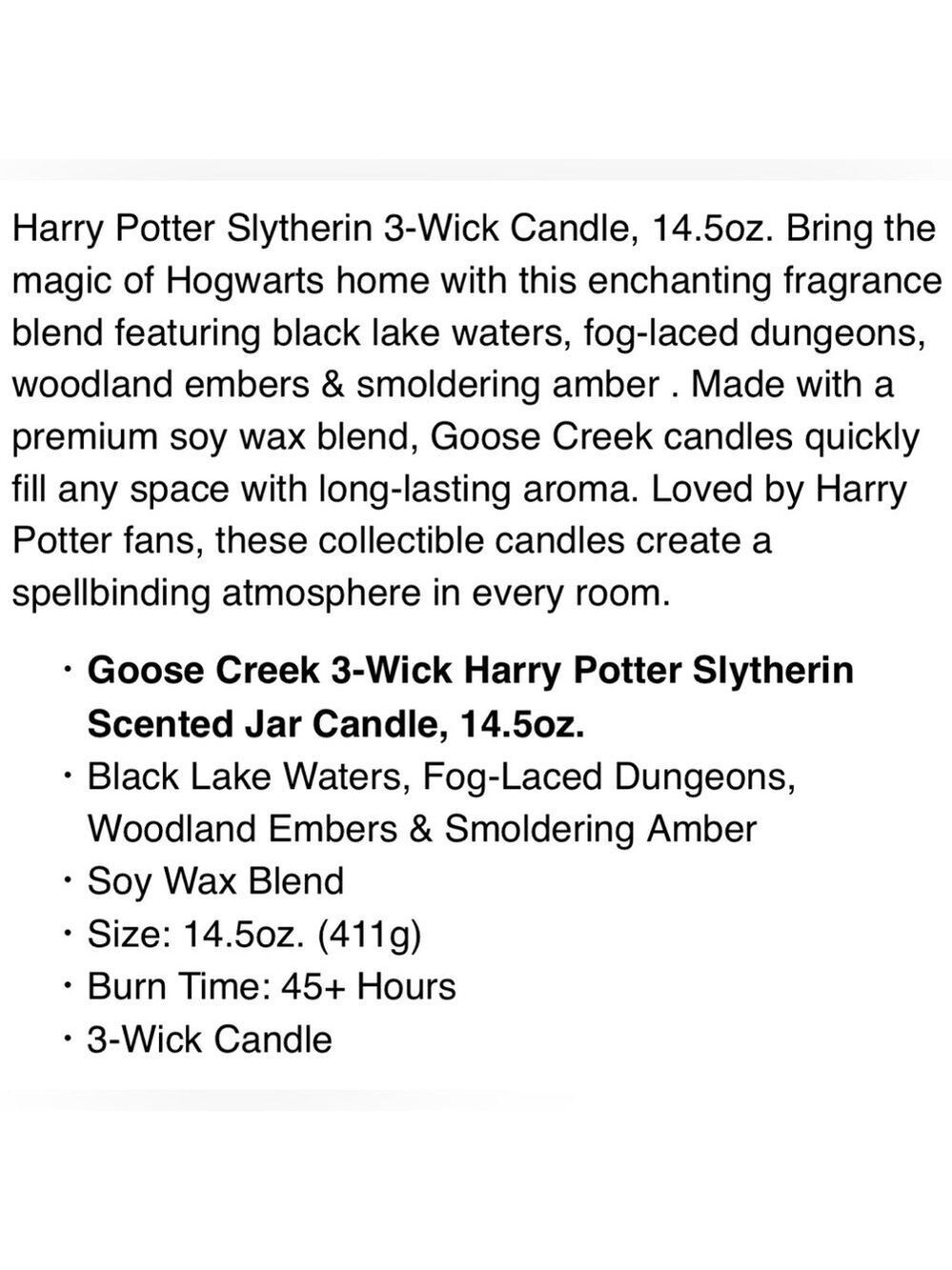 Harry Potter Slytherin 3-Wick Candle by Goose Creek 14.5 oz NEW - Picture 7 of 15